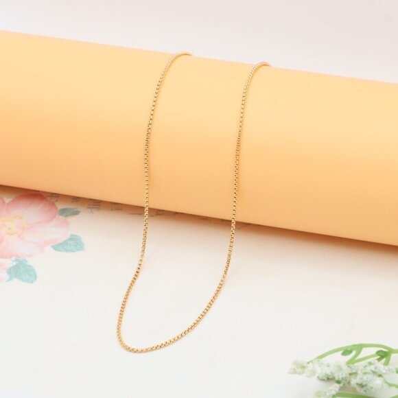 Elegant Rose Gold Box Chain Necklace, XPNL0341 - Picture 8 of 12